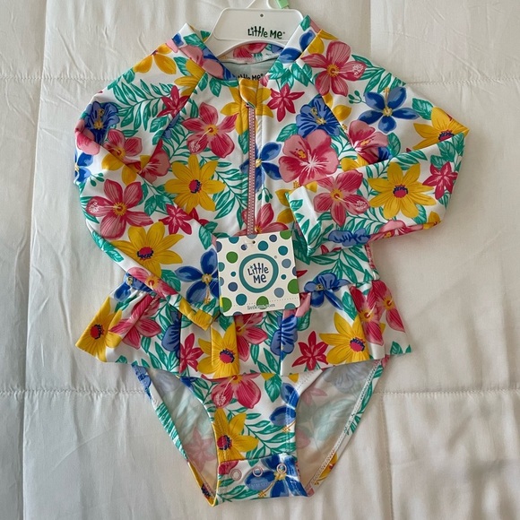Little Me Other - NWT Little Me Swimsuit Tropical Rashguard - 18M